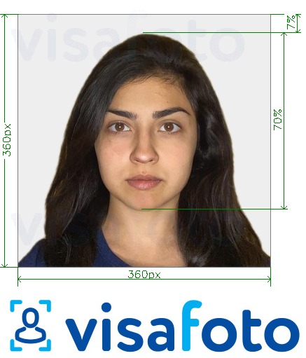 정확한 사이즈 크기의 인도 OCI 여권 360x360 - 900x900 픽셀 사진의 예