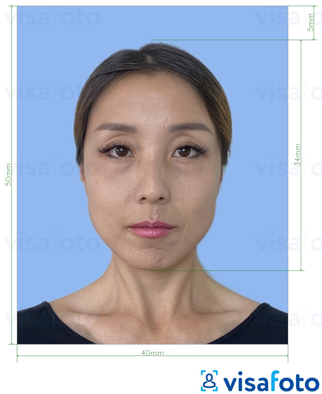 정확한 사이즈 크기의 일본 외국 운전 면허증 4x5cm 사진의 예