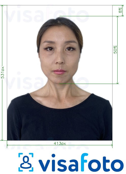 정확한 사이즈 크기의 대한민국 여권 온라인 사진의 예