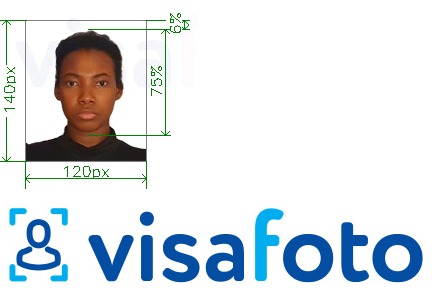 정확한 사이즈 크기의 나이지리아 여권 120x140 픽셀 사진의 예