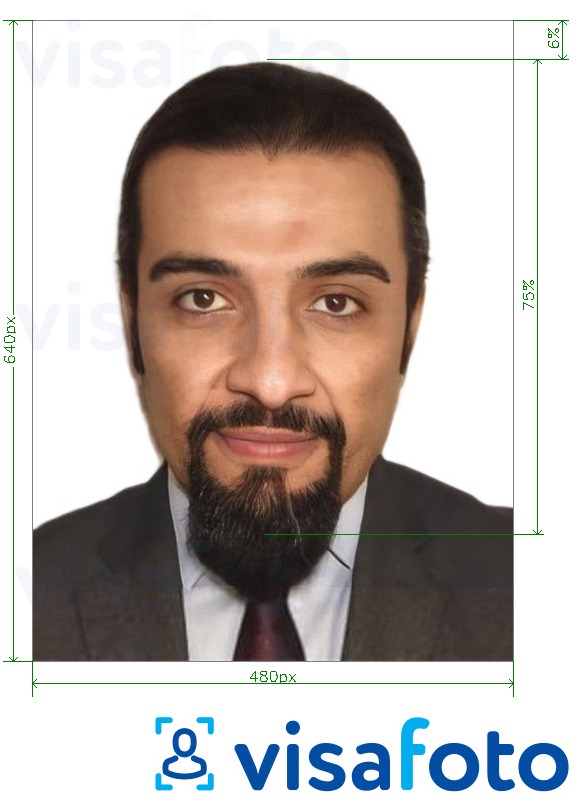 정확한 사이즈 크기의 사우디아라비아 신분증 Absher 640x480 픽셀 사진의 예