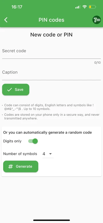7 លេខសម្គាល់: បង្កើតកូដ PIN ឬលេខកូដ