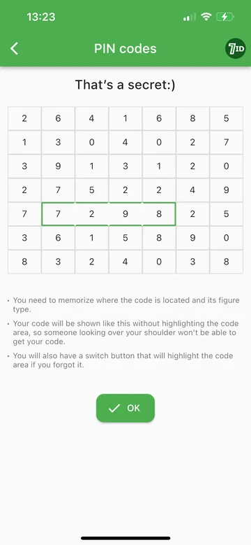 7ID: надежно храните свои PIN-коды в одном приложении