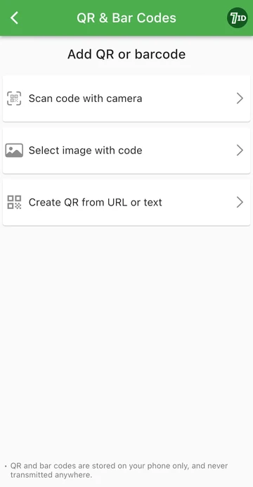 7ID қолданбасы: QR немесе штрих кодын қосыңыз