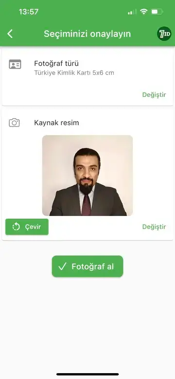 7ID App: Török útlevél fénykép mérete