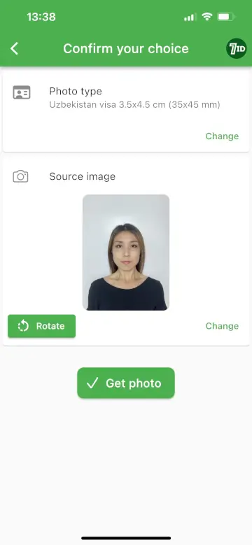 7ID App: Uzbekistán Visa Photo Size Editor