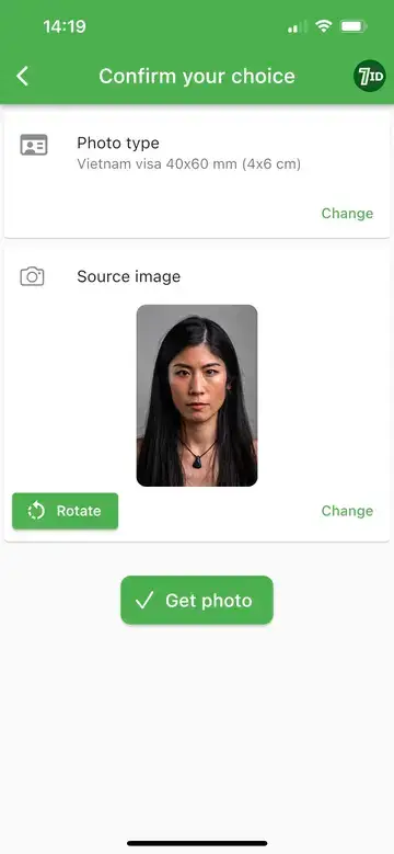 7ID: Tamanho da foto do visto do Vietnã