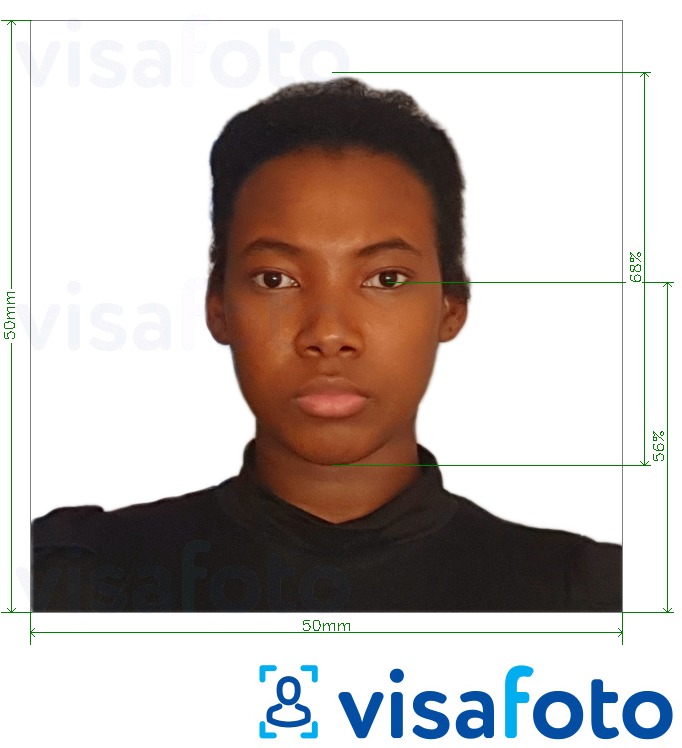 정확한 사이즈 크기의 바베이도스 여권 5x5cm 사진의 예