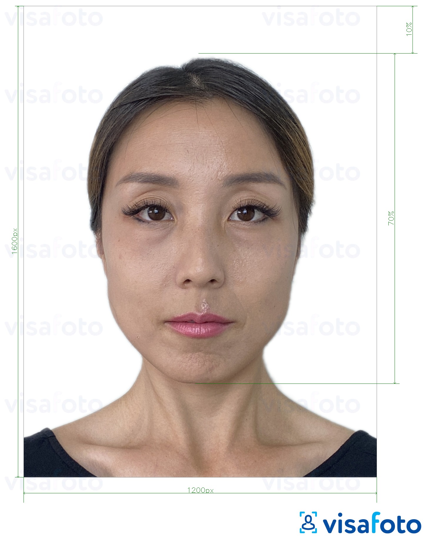 정확한 사이즈 크기의 홍콩 온라인 전자 여권 1200x1600 픽셀 사진의 예