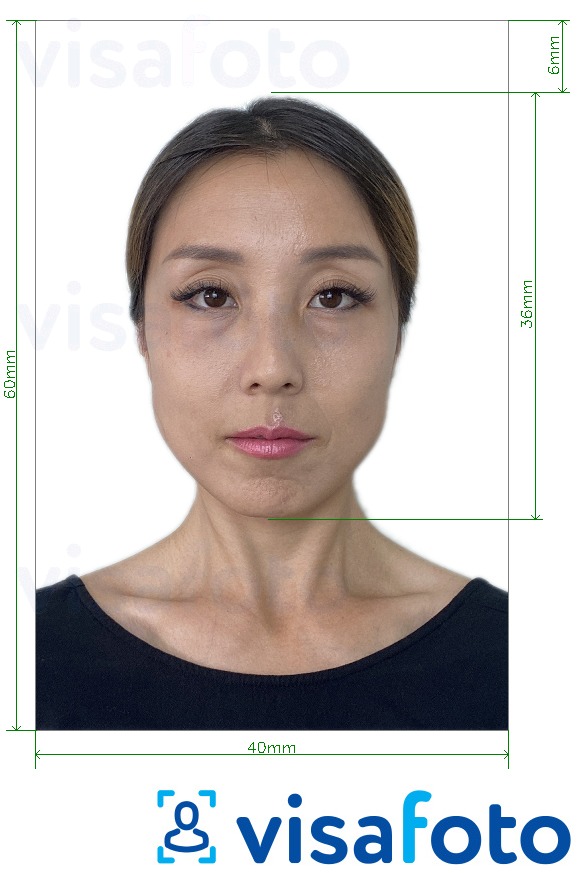 정확한 사이즈 크기의 라오스 여권 4x6cm 사진의 예